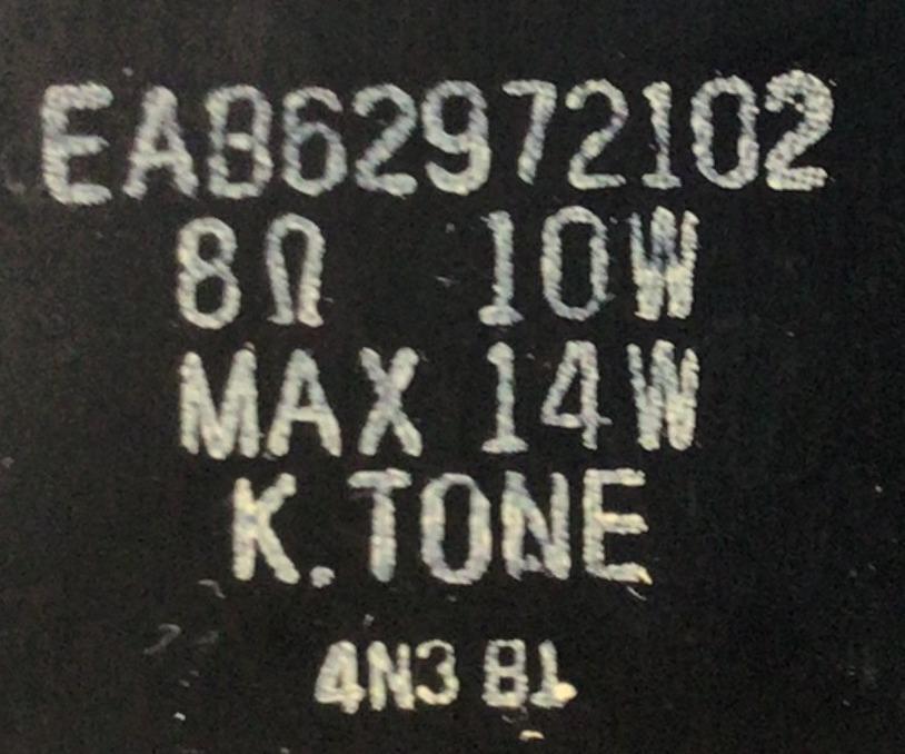 KIT DE BOCINAS (2PZS) LG / NUMERO DE PARTE EAB62972101 / 8Ω  10W / MAX 14W / K.TONE / 4N404 / EAB62972102 / 8Ω  10W / MAX 14W / K.TONE / 4N381 / MODELO 55LB5900-UV  - Imagen 3